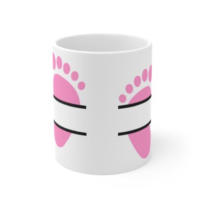 Pink Feet with Name Plate | White Ceramic Mug 11oz - Image 2