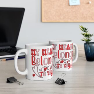 Romantic Heart Mug - "My Heart Belongs to You" - 11oz Love Gift for Couples