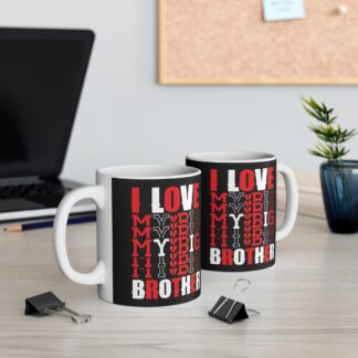 I Love My Big Brother Mug - 11oz Black Ceramic Coffee Cup for Siblings
