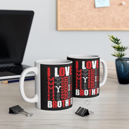 I Love My Big Brother Mug - 11oz Black Ceramic Coffee Cup for Siblings