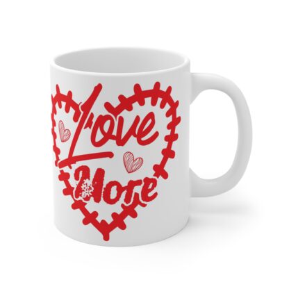 Love More Heart Design Mug - 11oz Cute Coffee Cup for Valentine’s Day and Everyday Gifts - Image 4