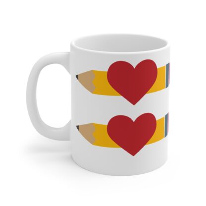 Cute Heart & Pencil Mug | 11oz Coffee Cup | Perfect Gift for Teachers & Creative Minds - Image 3