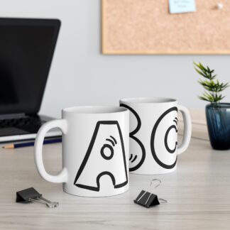 A-B-C White Ceramic Mug 11oz