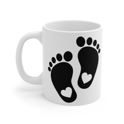 Baby Feet with Hearts at Bottom | White Ceramic Mug 11oz - Image 3