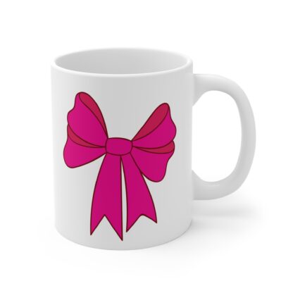 Pink Bow on Both Sides | White Ceramic Mug 11oz - Image 4
