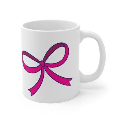 Pink Ribbons | White Ceramic Mug 11oz - Image 4