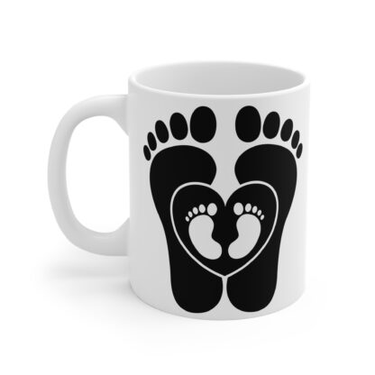 Baby Feet with Heart Containing Baby Feet | White Ceramic Mug 11oz - Image 3