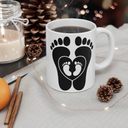 Baby Feet with Heart Containing Baby Feet | White Ceramic Mug 11oz - Image 5