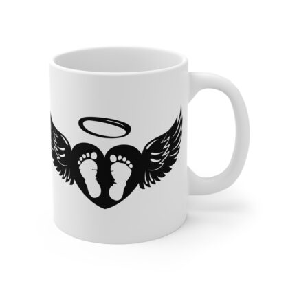 Baby Feet Wings with Halo | White Ceramic Mug 11oz - Image 4