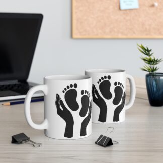 Baby Feet Being Cradled by Pair of Hands | White Ceramic Mug 11oz