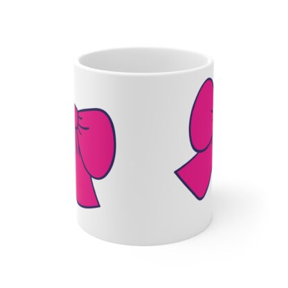 Wide Pink Ribbons | White Ceramic Mug 11oz - Image 2