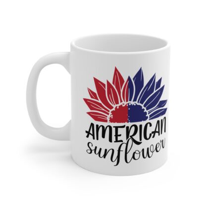 Patriotic American Sunflower Mug - 11oz Coffee Cup for Independence Day & Everyday Use - Image 3
