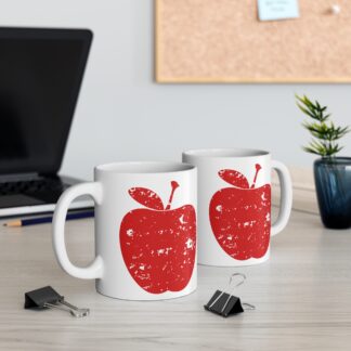 Distressed Red Apple Design | 11 oz Ceramic Mug
