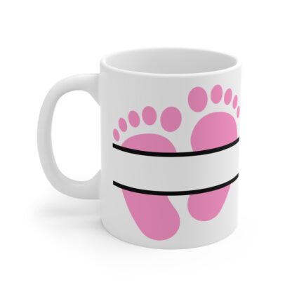Pink Feet with Name Plate | White Ceramic Mug 11oz - Image 3