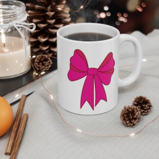 Pink Bow on Both Sides | White Ceramic Mug 11oz