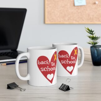 Back to School Heart Mug – 11oz Coffee Cup for Teachers & Students