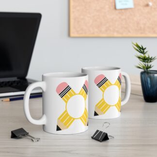 Pencil Monogram Frame Design Mug - 11oz Coffee Cup