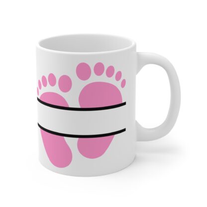 Pink Feet with Name Plate | White Ceramic Mug 11oz - Image 4