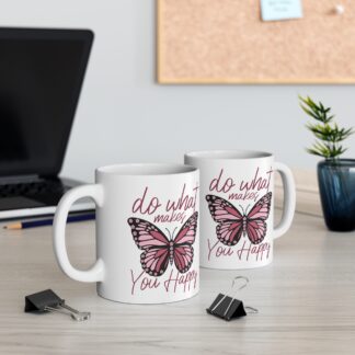Inspirational Butterfly Mug - 11oz - "Do What Makes You Happy"
