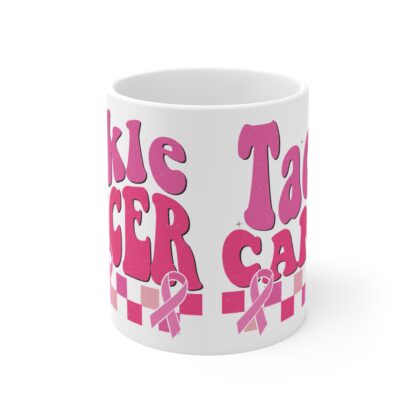 Inspirational Tackle Cancer Mug - 11oz Pink Ribbon Coffee Cup - Image 2