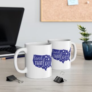 11oz Love & Stars Mug - 'Land That Love' Design for Nostalgic Coffee Lovers