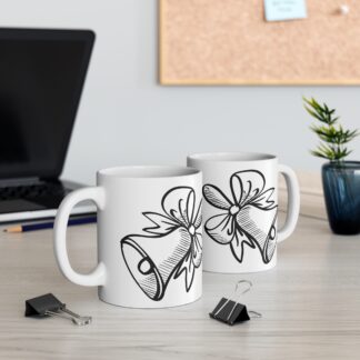 Bell with Ribbon | White Ceramic Mug 11oz