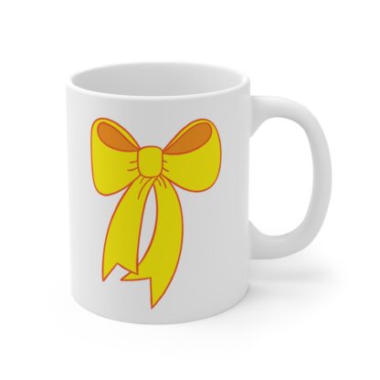 Yellow Ribbon on Both Sides | White Ceramic Mug 11oz - Image 4