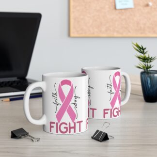 Hope & Faith Pink Ribbon Mug - 11oz Inspirational Coffee Cup