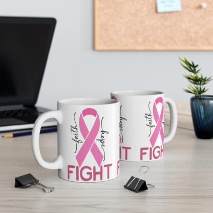 Hope & Faith Pink Ribbon Mug - 11oz Inspirational Coffee Cup