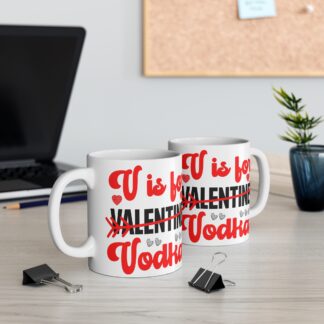 Funny Valentine Mug - "V is for Vodka" - Gift for Couples