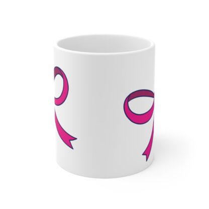 Pink Ribbons | White Ceramic Mug 11oz - Image 2