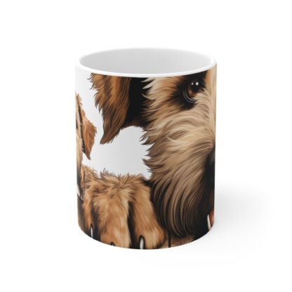 Soft Coated Wheaton Terrier 11 oz mugs, perfect for dog lovers to enjoy their favorite hot beverages with a cute design. - Image 2