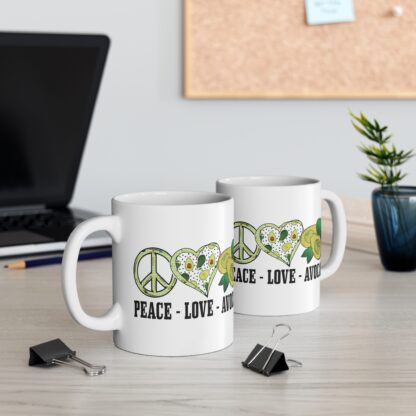 Peace Love Avocado Mug - 11oz Ceramic Coffee Cup for Avocado Lovers