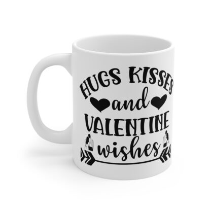 Valentine's Day Mug, Cute Gift for Him/Her, Hugs Kisses Wishes Ceramic Cup, Sweetheart Coffee Cup, Romantic Drinkware - Image 3