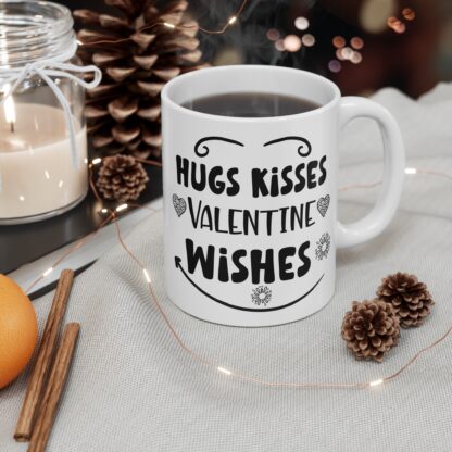 Valentine's Day Mug - Hugs Kisses Wishes 11oz - Image 5
