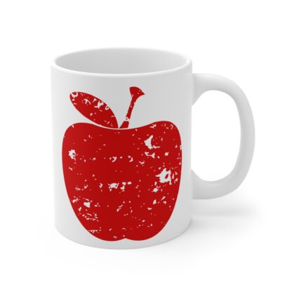 Distressed Red Apple Design | 11 oz Ceramic Mug - Image 4