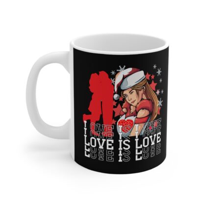 Love is Love Holiday Mug - Festive Coffee Cup, LGBTQ+ Support Gift, Winter Beverage Container, Personalized Christmas Present, Cute Artwork - Image 3
