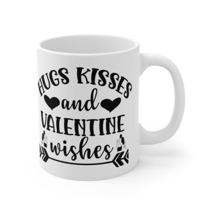 Valentine's Day Mug, Cute Gift for Him/Her, Hugs Kisses Wishes Ceramic Cup, Sweetheart Coffee Cup, Romantic Drinkware - Image 4