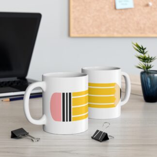 Yellow Pencil Design Mug - 11oz Coffee Cup