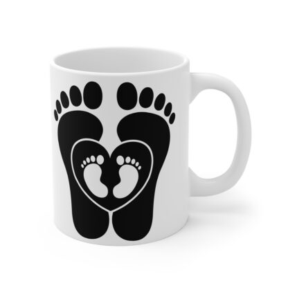 Baby Feet with Heart Containing Baby Feet | White Ceramic Mug 11oz - Image 4