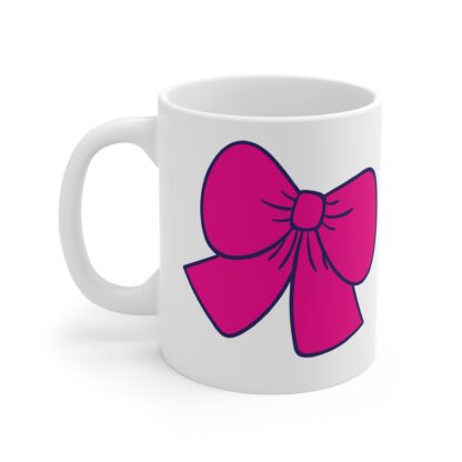 Wide Pink Ribbons | White Ceramic Mug 11oz - Image 3