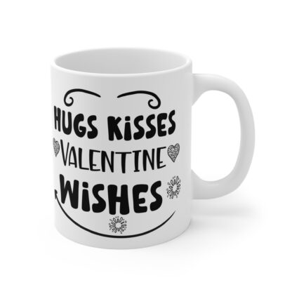 Valentine's Day Mug - Hugs Kisses Wishes 11oz - Image 4