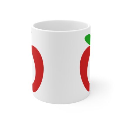 Mug 11oz Red Apple Monogram Frame with Green Leaf Design - Image 2