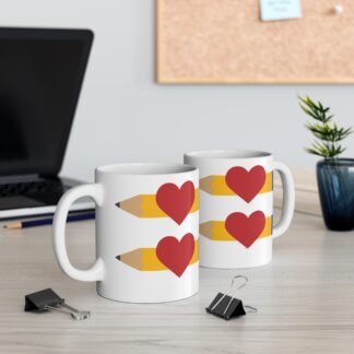 Cute Heart & Pencil Mug | 11oz Coffee Cup | Perfect Gift for Teachers & Creative Minds