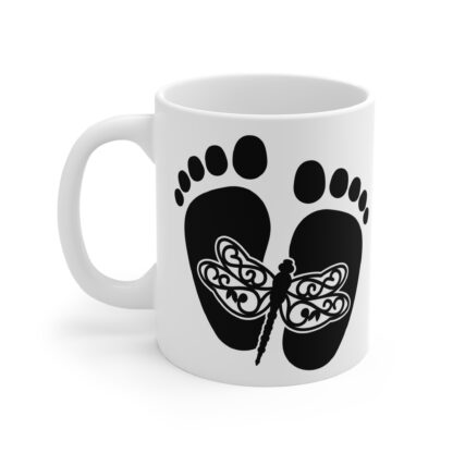 Baby Feet with Dragon Fly | White Ceramic Mug 11oz - Image 3