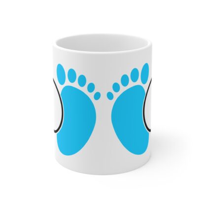 Blue Feet with a Monagram Circle | White Ceramic Mug 11oz - Image 2