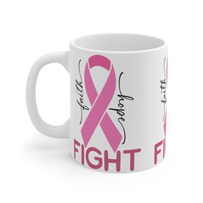 Hope & Faith Pink Ribbon Mug - 11oz Inspirational Coffee Cup - Image 3