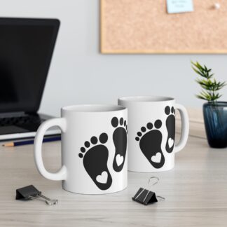 Baby Feet with Hearts at Bottom | White Ceramic Mug 11oz