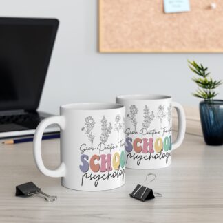 Positive Thoughts School Psychologist Mug - 11oz Coffee Cup for Educators and Mental Health Advocates