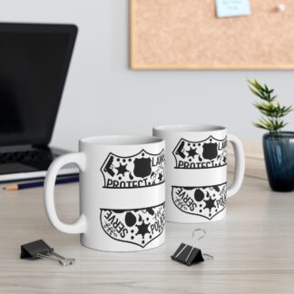Black and White Montage Police Badge | White Ceramic Mug 11oz